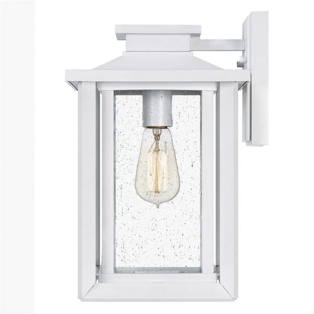 14 Inch Outdoor Wall Lantern - Transitional Coastal Style, Wet Location Approved, White Lustre Finish - Perfect for Porch, Patio, Garden and Entryway Lighting (Model: 71-Bel-4423721)