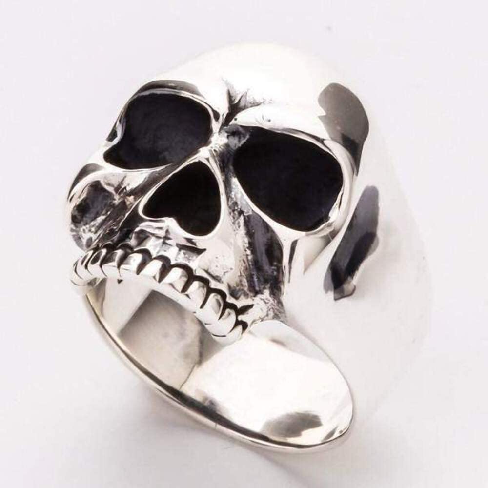 Sterling Silver Skull Ring for Men - Keith Richards Inspired Biker Jewelry - Perfect for Bikers, Rock Fans & Edgy Fashion Lovers