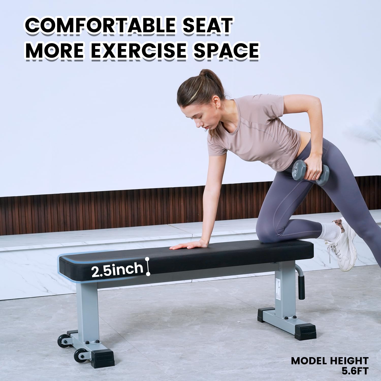 Heavy Duty Flat Weight Bench for Home Gym - 1000LBS Capacity, Upgraded Breathable Leathaire Material - Perfect for Weight Training, Strength Exercises & Bodybuilding Workouts (Grey) | Ideal for Home Fitness, Garage Gym & Personal Training Sessions