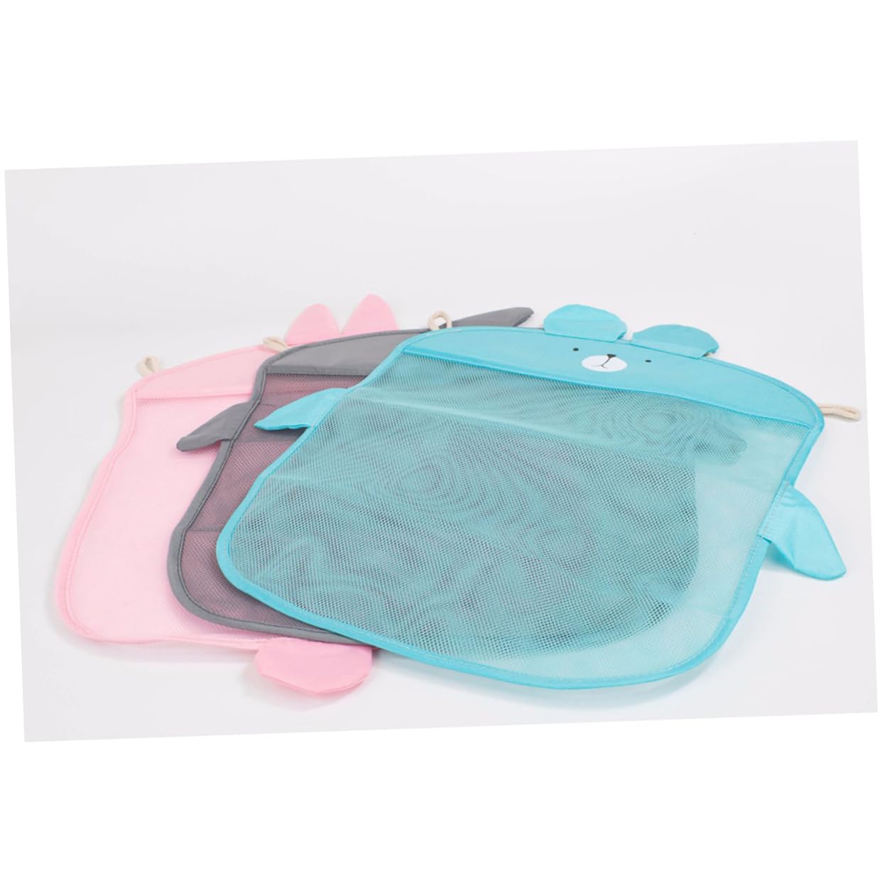 HEMOTON 3-Pack Bathtub Toy Storage Bags - Mesh Cartoon Baby Bath Organizer with Water-Draining Design (Grey) - Perfect for Bath Time Organization & Kids' Bathroom Storage
