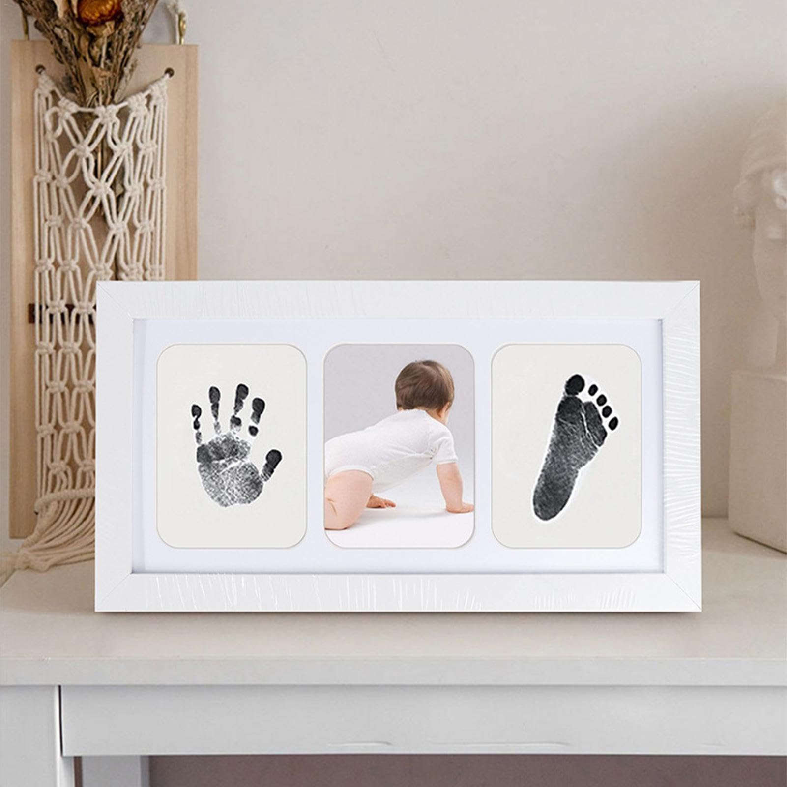 Baby Handprint and Footprint Frame Kit - Rustic Nursery Decor Picture Frames with Safe Clean-Touch Materials | Handprint Mold Kit for Newborn Keepsake, Baby Shower Gift & First Birthday Present | Perfect for Nursery Wall Decor, Baby Memory Book & Family Keepsakes