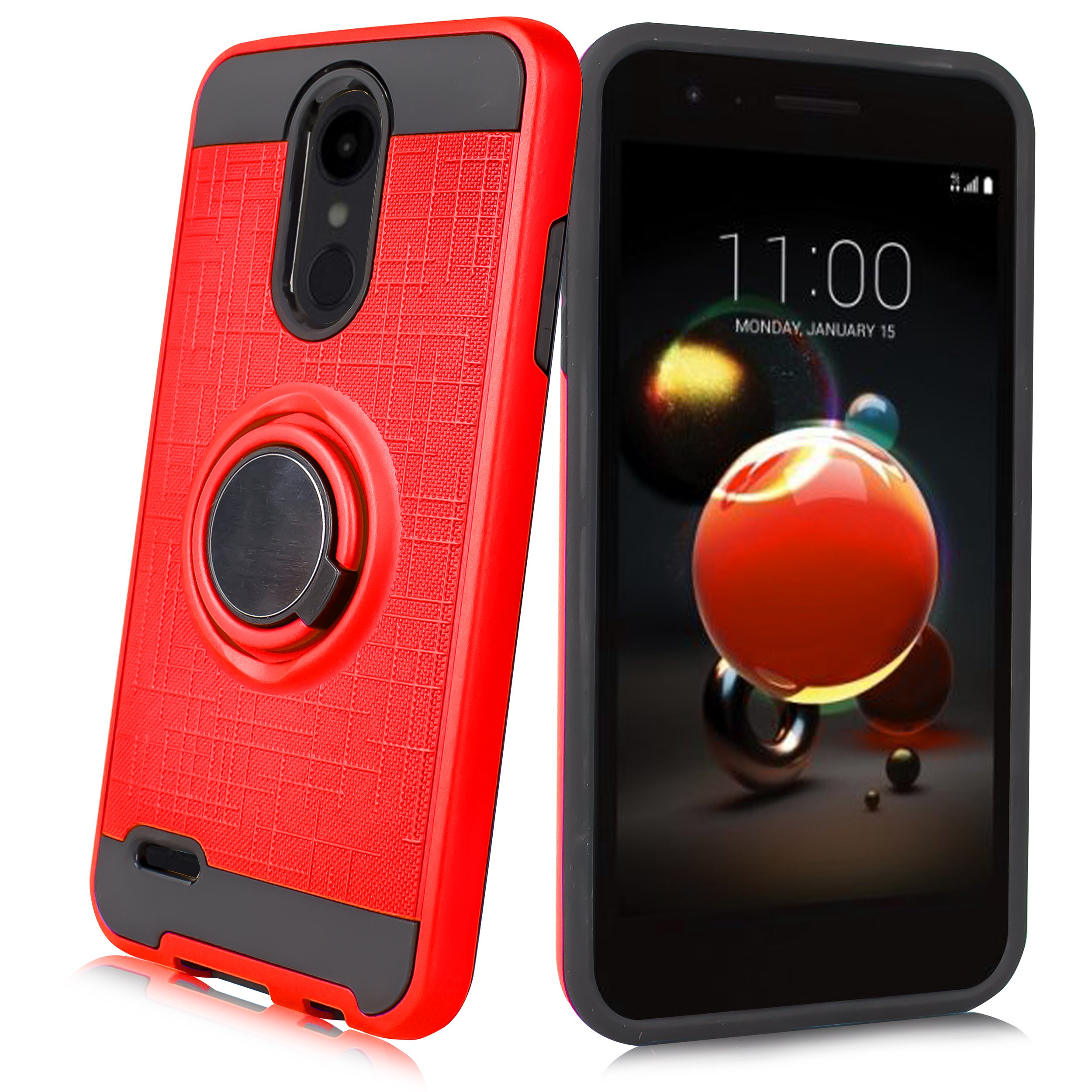 Magnetic Ring Stand Case for LG Aristo 2 X210 - Red | Phone Mount & Key Holder