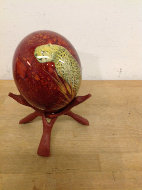 7-Piece Hand-Painted Ceramic Cheetah Egg Set on Stand - Perfect for Easter Decor, Home Table Centerpiece, and Unique Gift Ideas