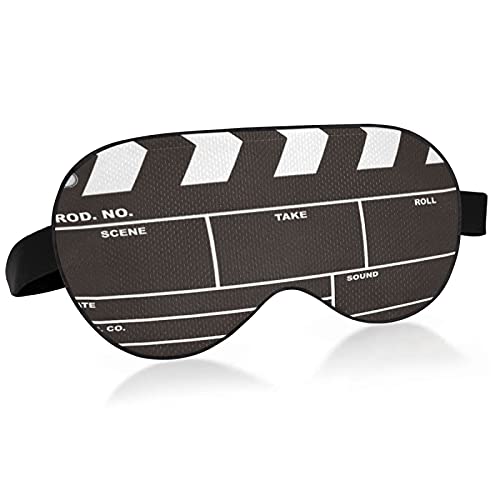 Black Sleep Mask for Deep Rest - Movie Clapboard Design Eye Cover for Sleeping - Perfect for Travel, Nap Time & Light-Sensitive Sleepers