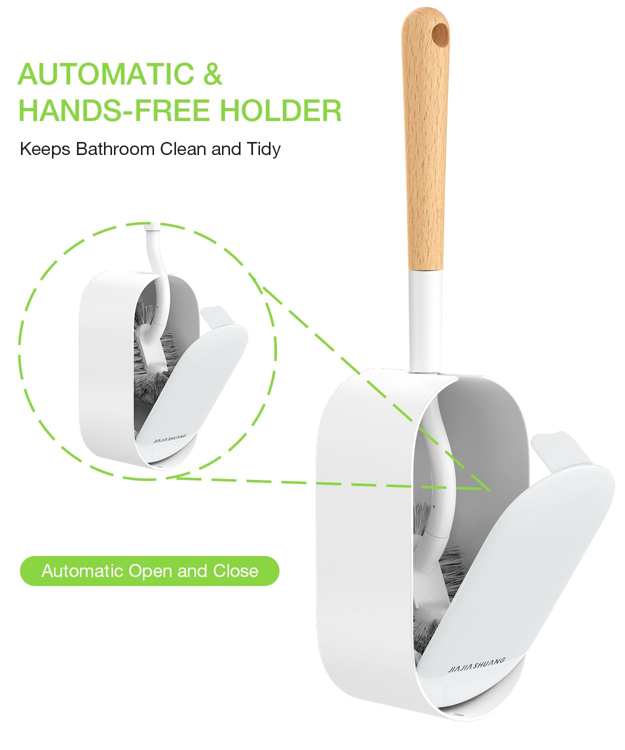 OSCIOSS Bamboo Toilet Brush and Holder Set - Ergonomic Design, Compact & Durable Bristles for RV, Bathroom Cleaning - Eco-Friendly Wooden Toilet Cleaner for Home, Camping, and Travel Use