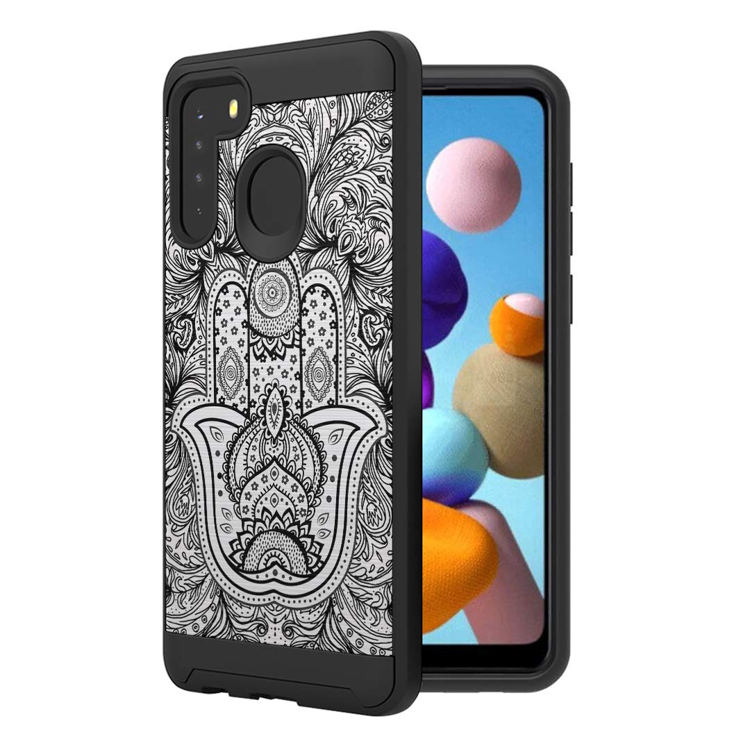 Moriko Galaxy A21 Case - Shockproof Hybrid Cover for Samsung A21 SM-A215U | Cute Brushed Texture Design for Men & Women