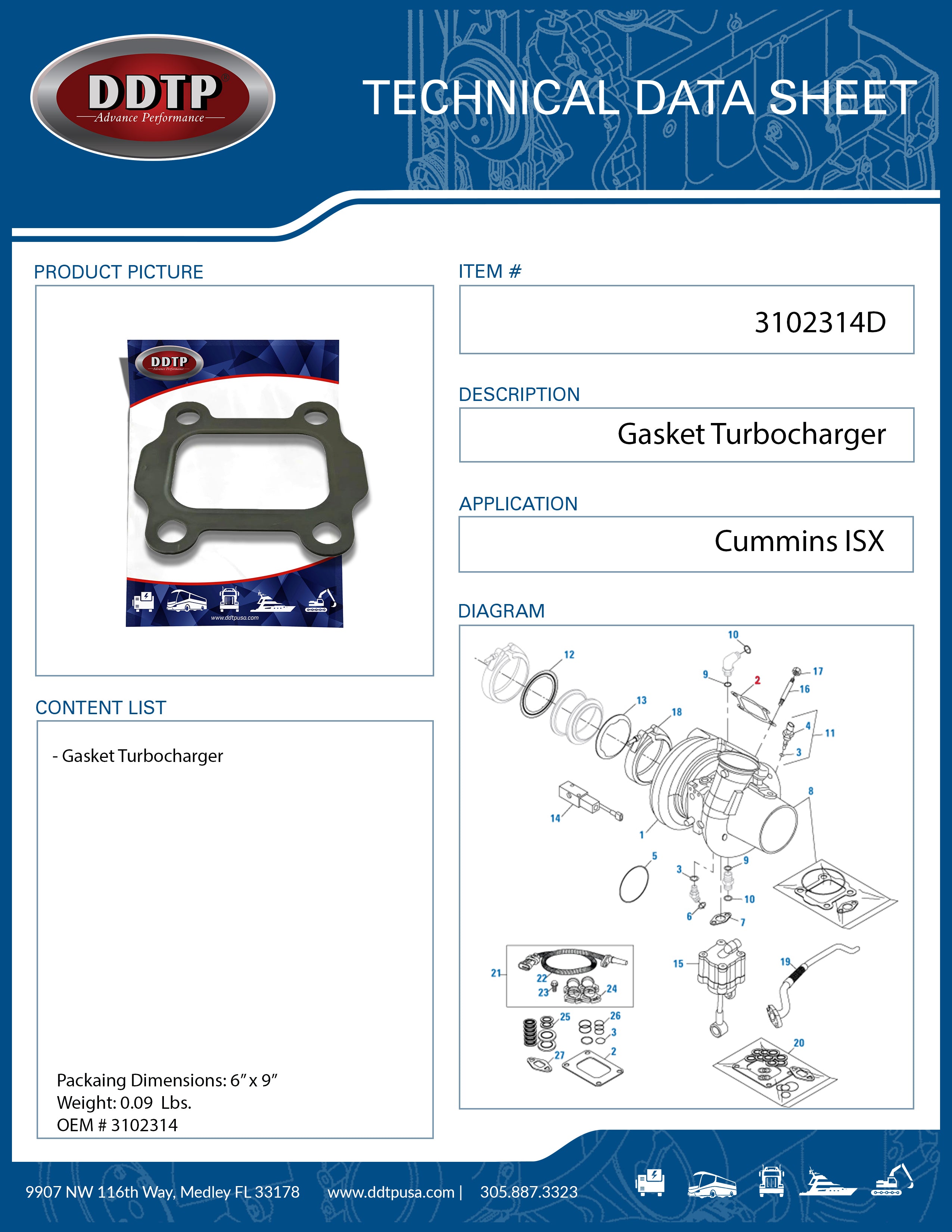 High-Performance Turbocharger Gasket for Cummins ISX (3102314) - Durable Seal for Improved Engine Efficiency & Power | Perfect for Heavy-Duty Trucks & Diesel Performance Upgrades
