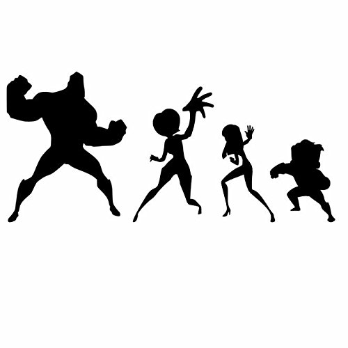 Incredibles 2 Parr Family Decal Set - Dash, Violet, Elastigirl & Mr. Incredible Vinyl Stickers for Cars, Trucks, Vans, Walls & Laptops - Black (7.5