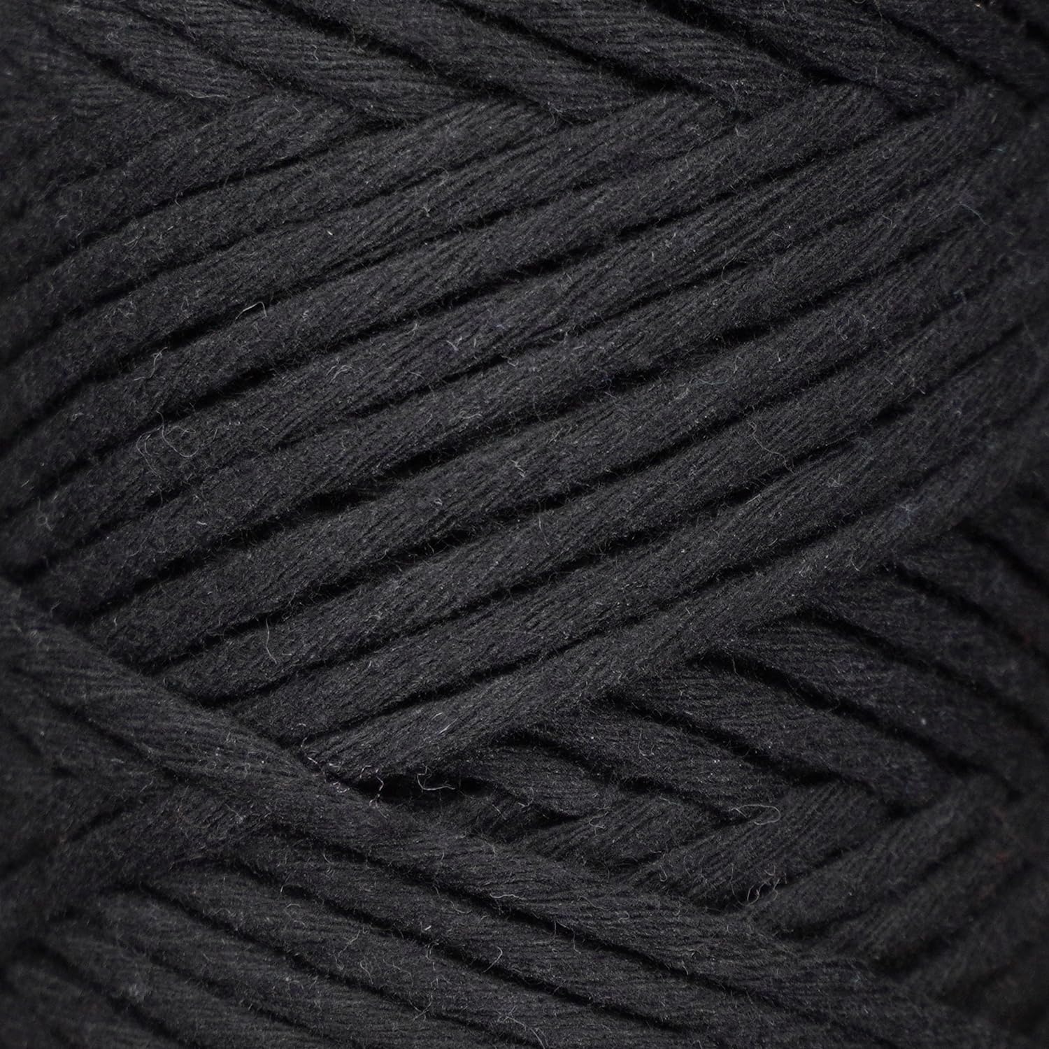 Makromecity 3mm Single Strand Macrame Cord - 100 Yards (300 Feet) Black Twisted Cotton Rope for DIY Wall Hangings, Plant Hangers, Jewelry Making & Home Decor - Eco-Friendly Recycled Cotton Yarn (1 Skein)