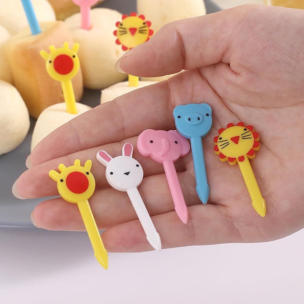 10Pcs Kids Fruit Forks - Cute Animal Mini Forks for Bento Box, Dessert, Cake & Pastry - Perfect for Kids Parties, Snack Time & Lunch Box Accessories