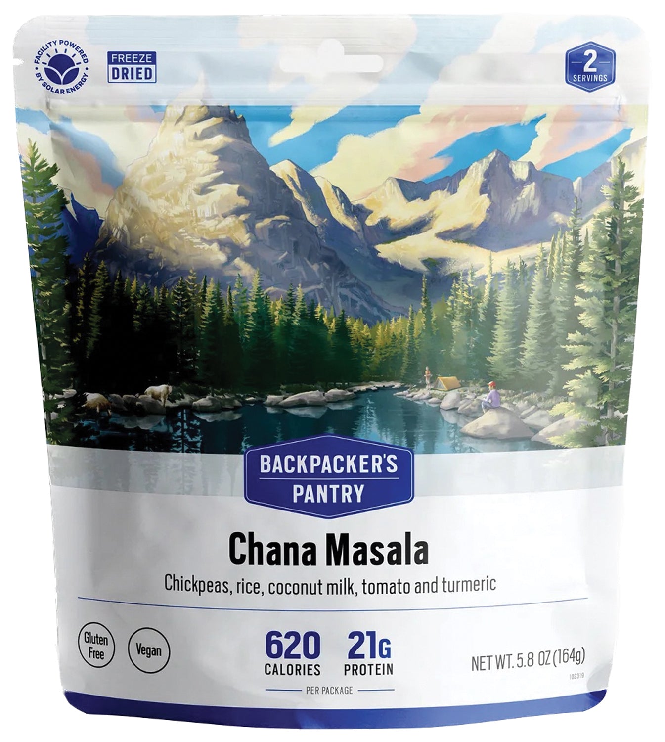Backpacker's Pantry Chana Masala - Vegan Dehydrated Indian Meal - 2 Servings - Lightweight Camping & Backpacking Food for Hiking, Emergency Preparedness & Outdoor Adventures