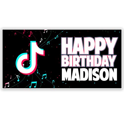 Personalized TikTok Birthday Banner - Custom Name & Age Decoration for Parties, Social Media & Celebrations
