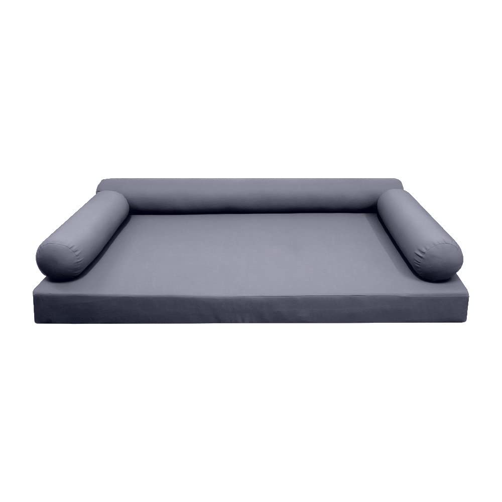 Prolinemax Style6 4-Piece Crib Size Outdoor Daybed Set - Knife Edge Mattress, Bolster Pillow & Fitted Sheet Slip Cover (AD001) for Patio, Poolside & Garden Relaxation