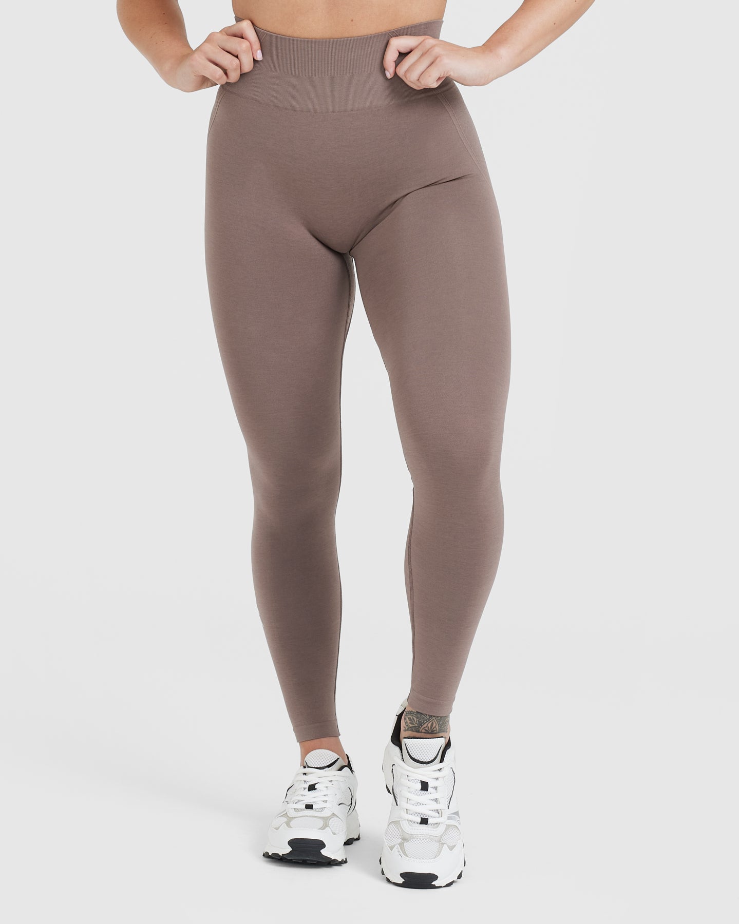 Seamless High Waist Leggings for Women - Soft Comfortable Workout Yoga Pants in Washed Cool Brown | Perfect for Gym, Running & Lounge Wear