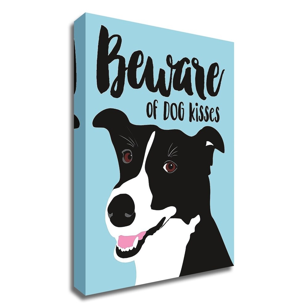 Beware of Dog Kisses by Ginger Oliphant - Canvas Wall Art Print - Ready to Hang - Perfect for Pet Lovers & Home Decor