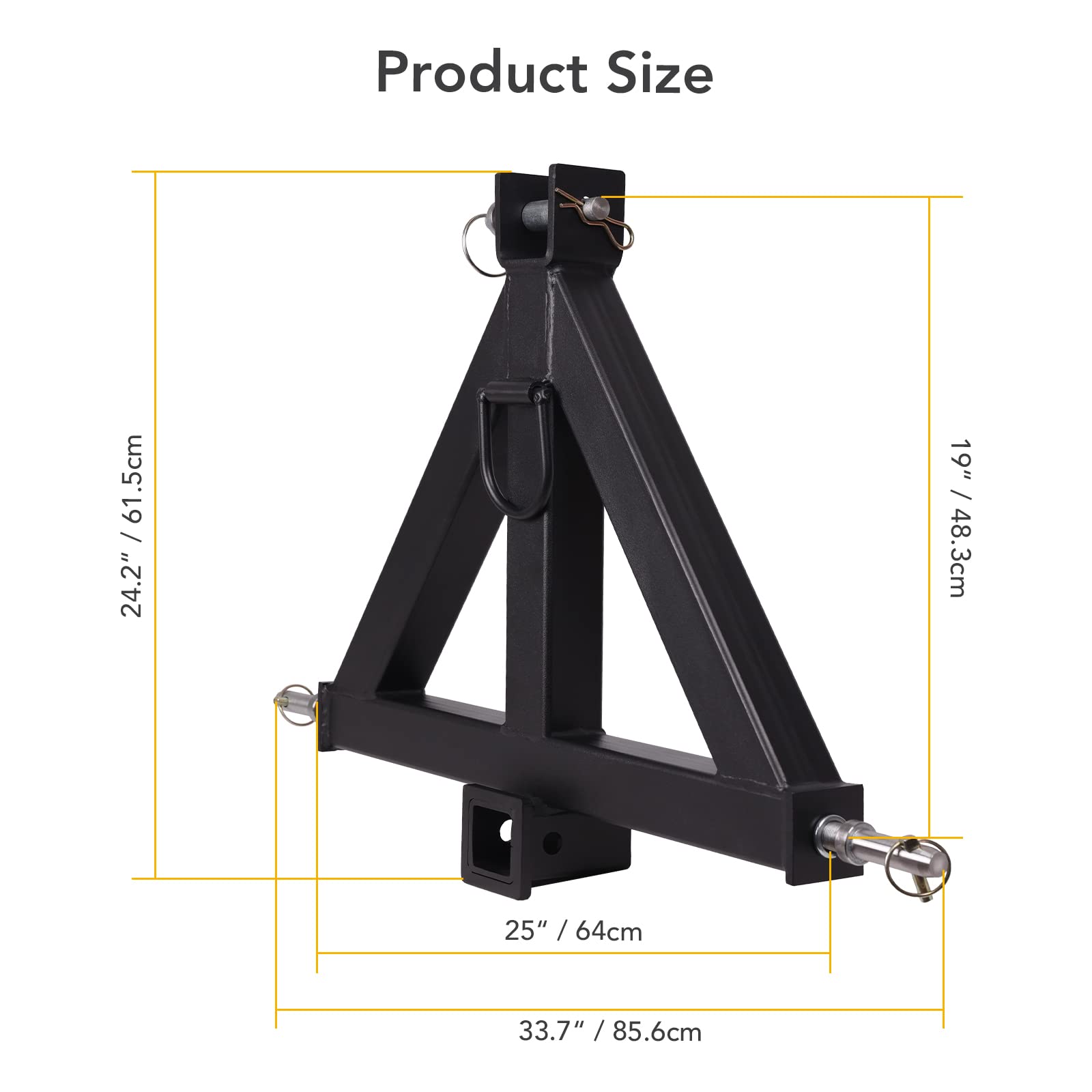 GARVEE 3 Point 2 Receiver Trailer Hitch - Category 1 Tractor Tow Drawbar Adapter - Compatible with Kubota BX, John Deere, LM25H WLM, NorTrac, Kioti, Yanmar & Cat Tractors - Perfect for Towing Trailers, Implements & Farm Equipment