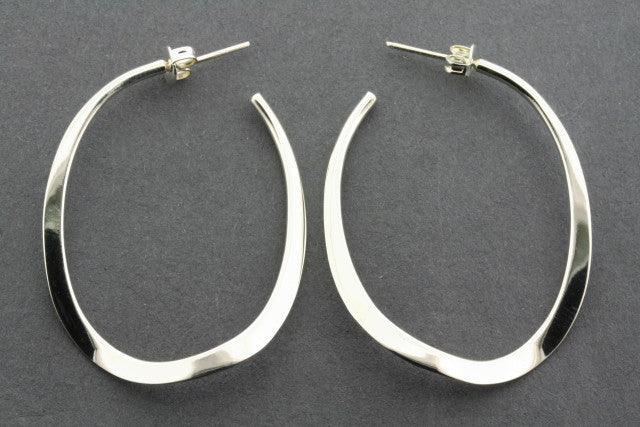 Oval Twisted Curve Stud Earrings - Large Hoop Earrings for Women, Trendy Statement Jewelry for Parties, Weddings & Everyday Wear