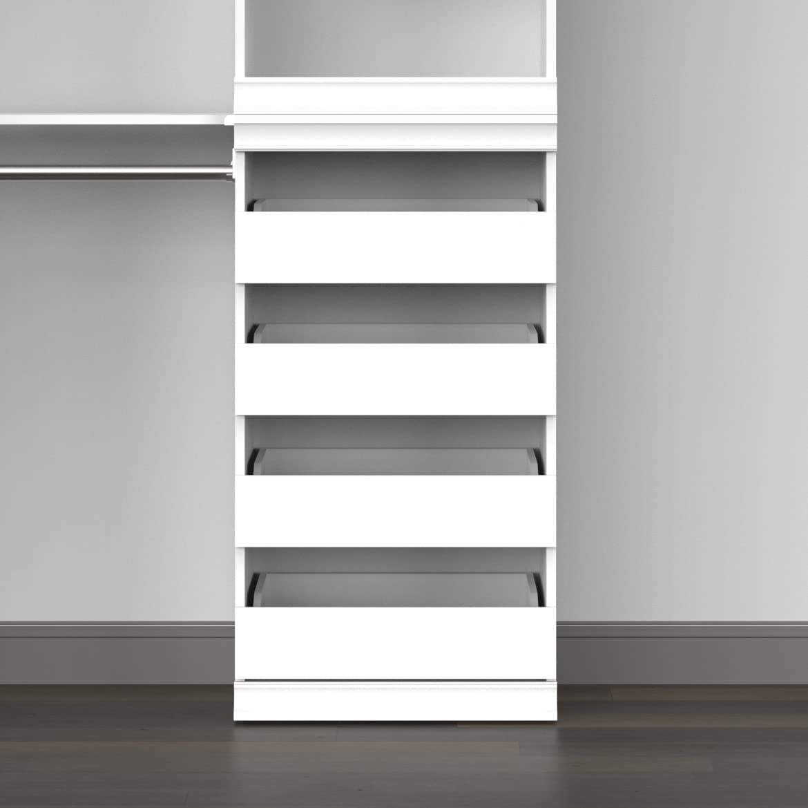 ClosetMaid 4-Drawer Modular Storage Unit - Wooden Closet Organizer with Stackable Design, Full Backer & Decorative Trim - White | Perfect for Bedroom, Closet & Home Organization