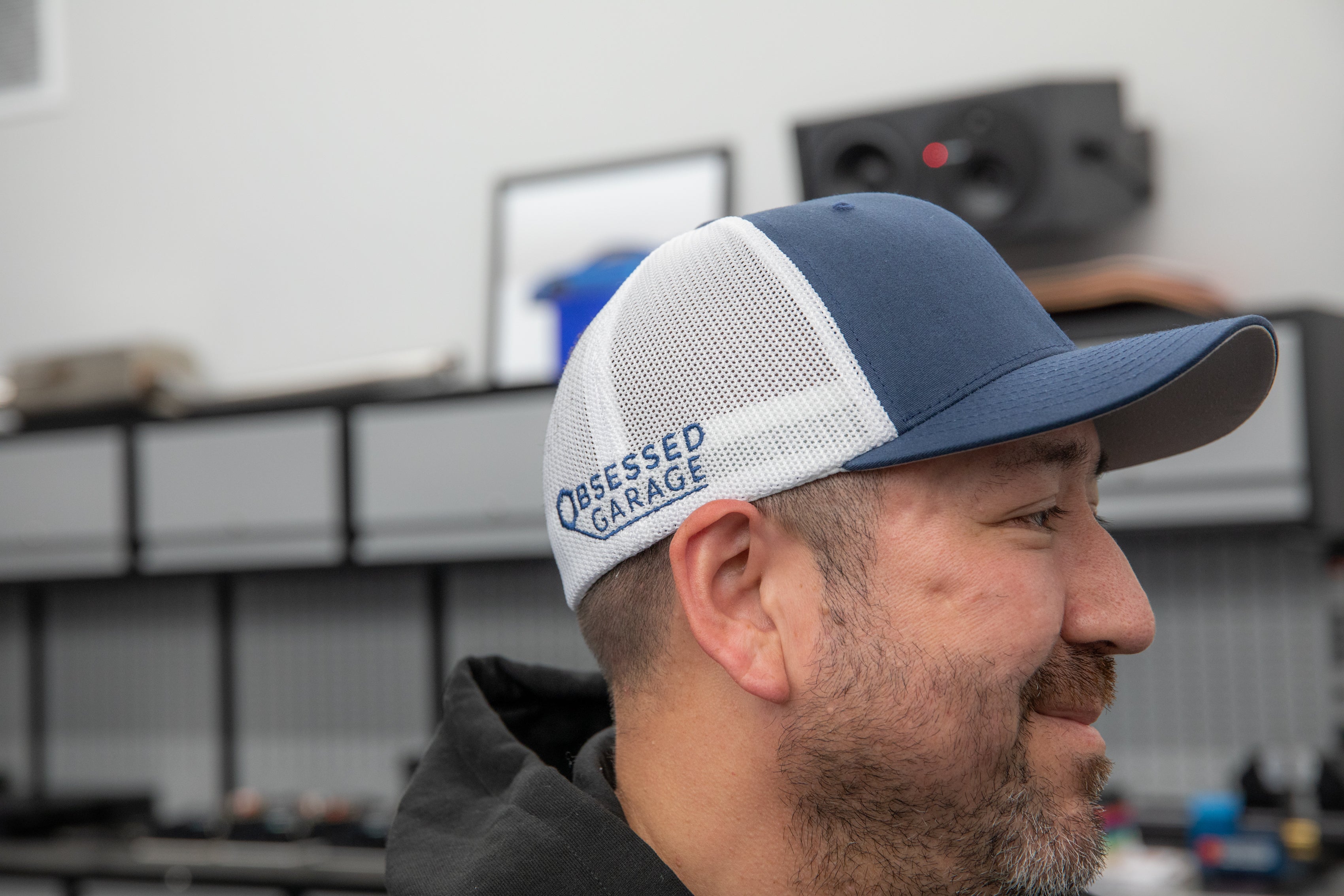 Obsessed Garage Raised Hex Hat Flexfit - Premium Adjustable Baseball Cap for Men & Women - Perfect for Outdoor Activities, Sports, and Casual Wear