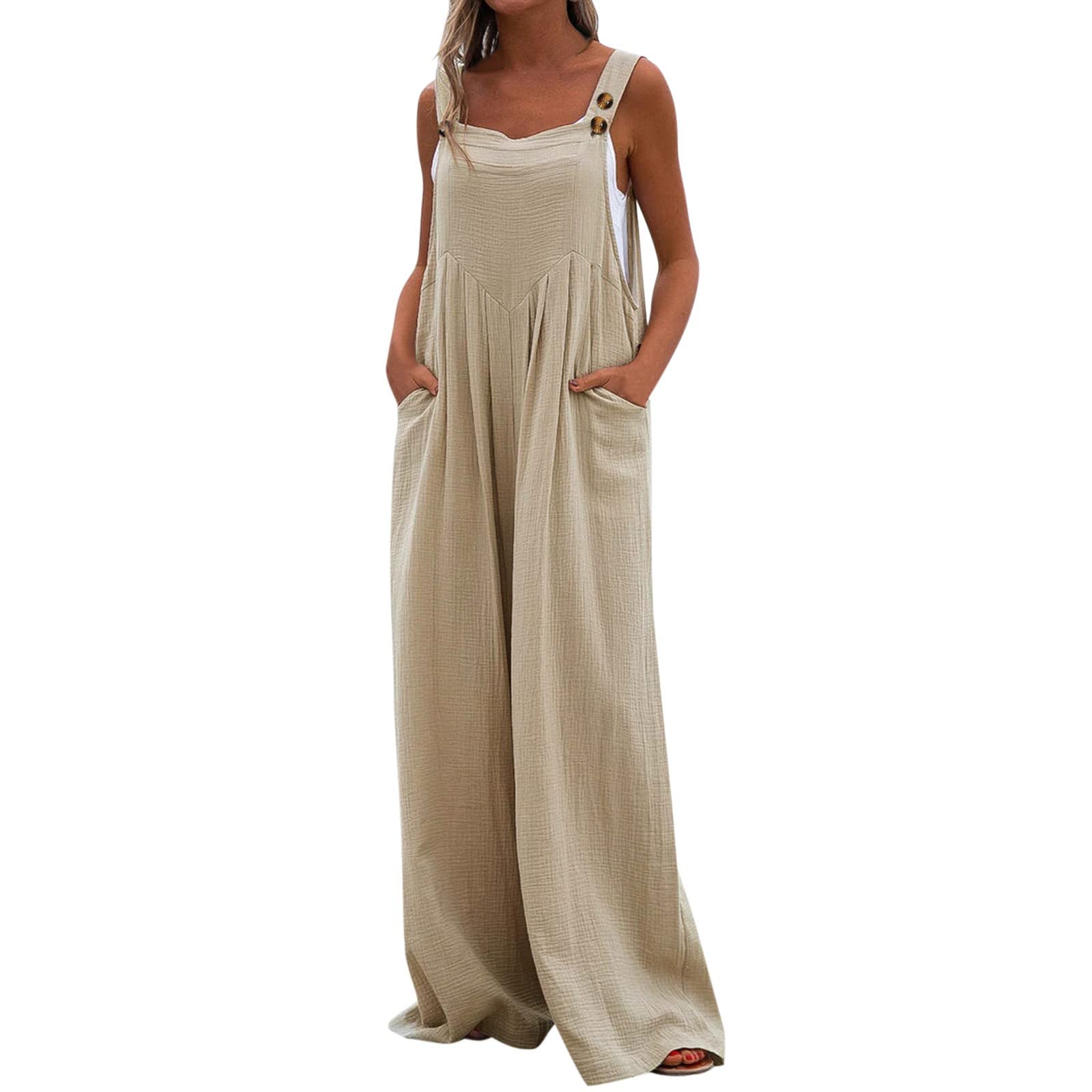 Aniywn Women's Sleeveless Square Neck Tank Jumpsuit - Casual Wide Leg Romper with Solid Color | Perfect for Summer Outfits, Beach Vacations & Date Nights