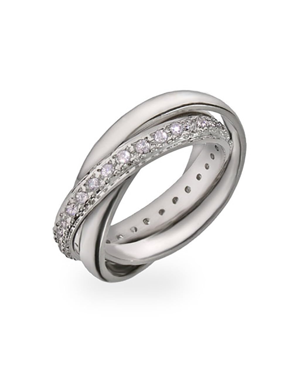 EVE'S ADDICTION Sterling Silver & Cubic Zirconia Russian Wedding Band Ring - Elegant Rolling Ring for Women - Perfect Gift for Mom, Wife, Anniversary - Ideal for Weddings, Engagements & Special Occasions