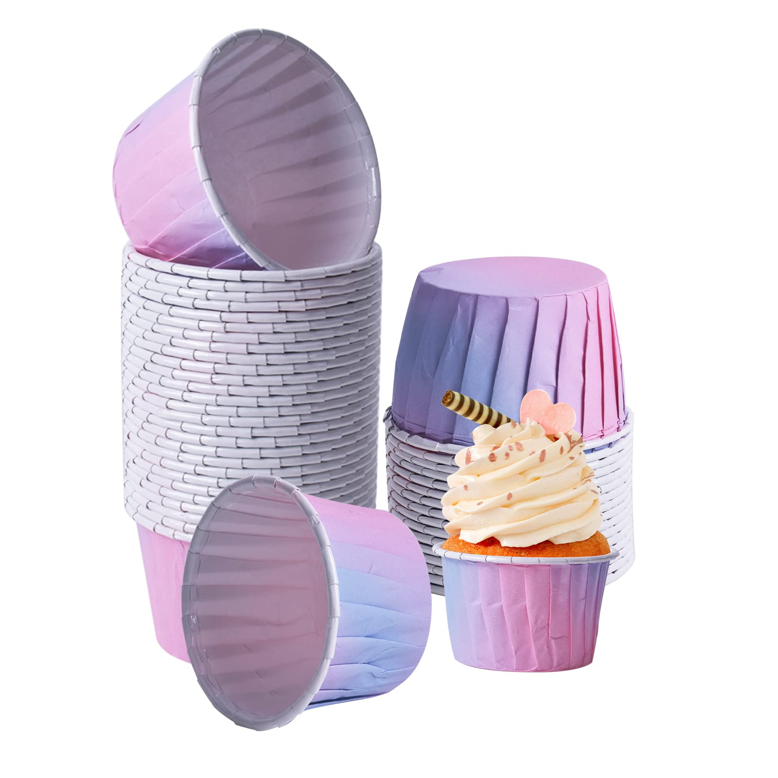 100 Pcs Gradient Cupcake Liners - Greaseproof Baking Cups for Muffins, Cake Balls & Candies | Perfect for Wedding, Birthday & Party Baking | Reusable & Eco-Friendly Baking Supplies for Home & Professional Use