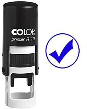 Self Inking Mini Rubber Stamp - 12mm Round for Teachers & DIY Crafts
