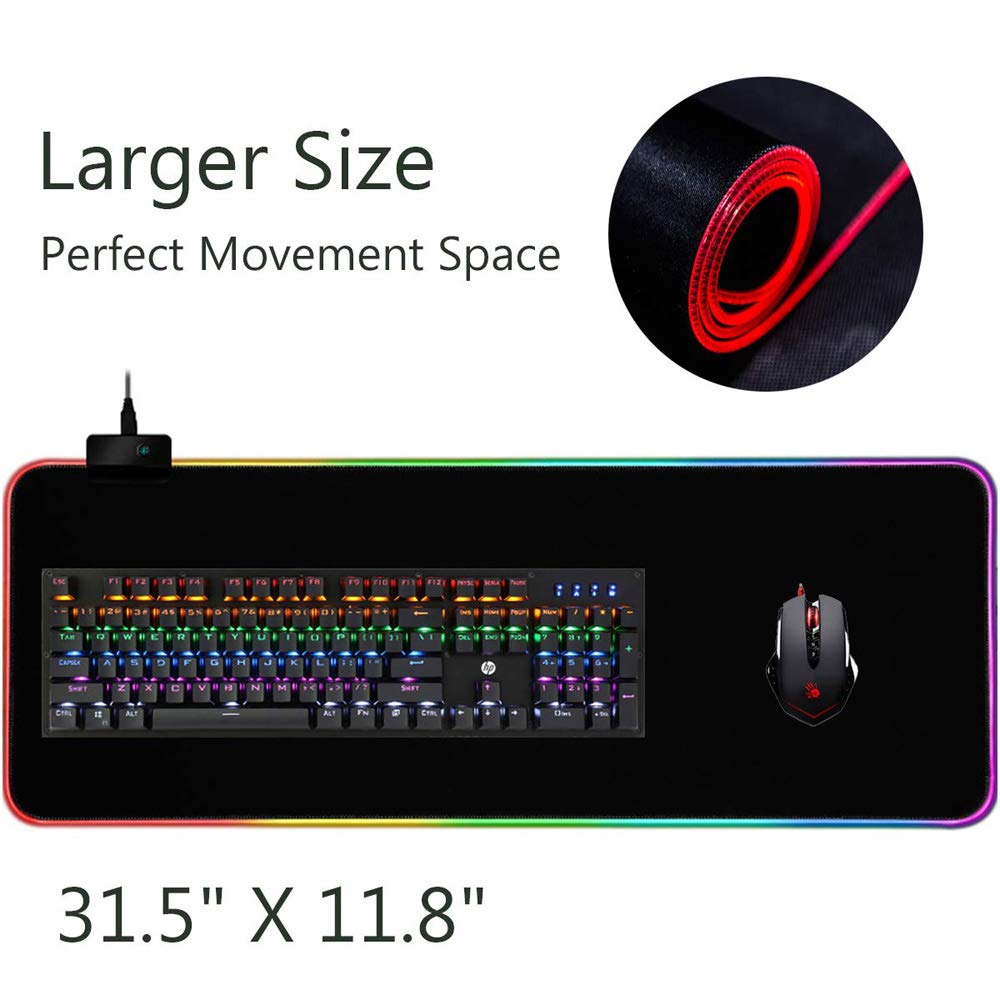 axGear RGB LED Gaming Mouse Pad - Large Non-Slip Surface with 16 Color Modes for PC, Laptop, Computer - Perfect for Gaming, Office Work & Home Use
