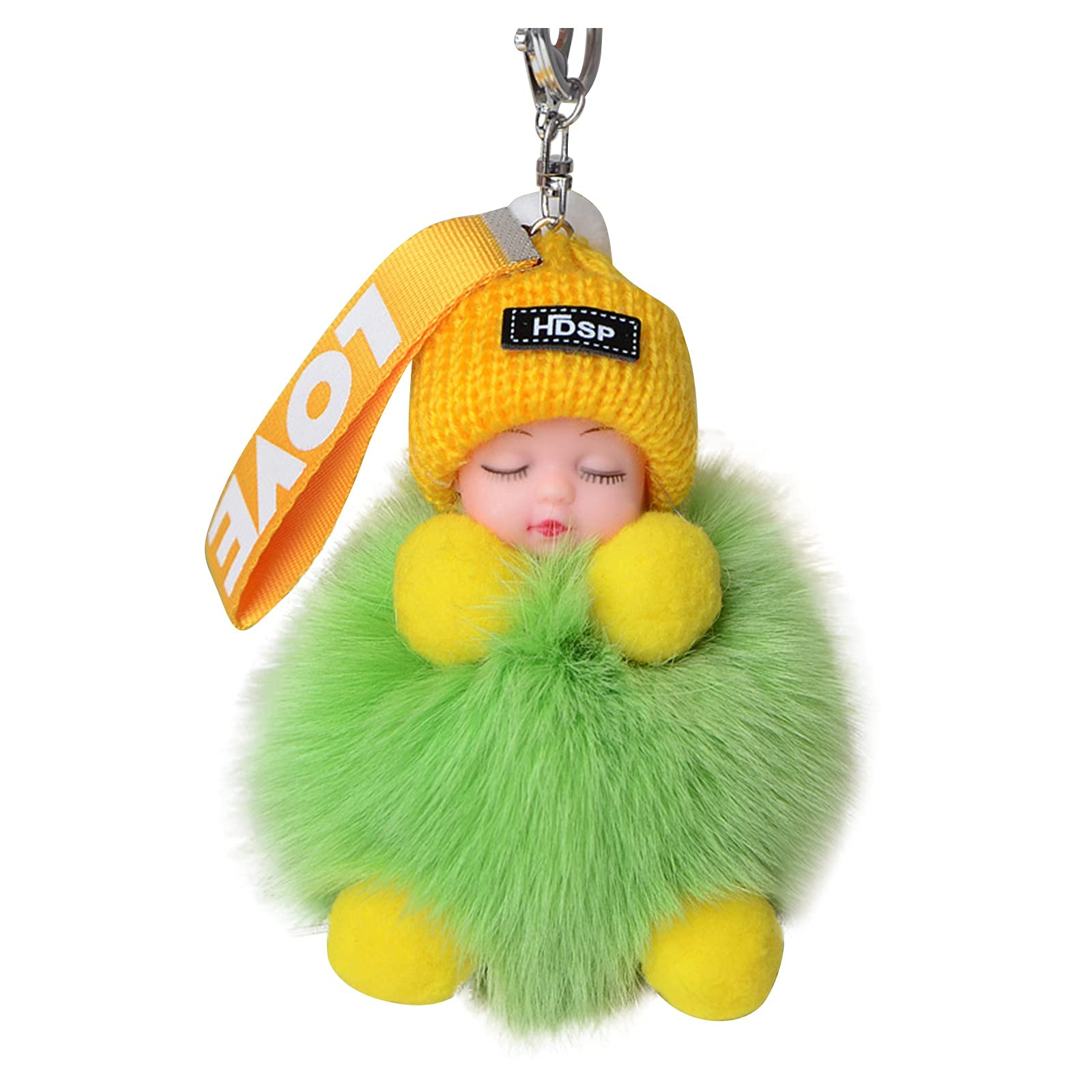**Baby Sleeping Pendant Keychain - Soft Pompom Lanyard for Car Keys, Handbags & Baby Accessories | Perfect for Soothing Infants & Organizing Essentials**