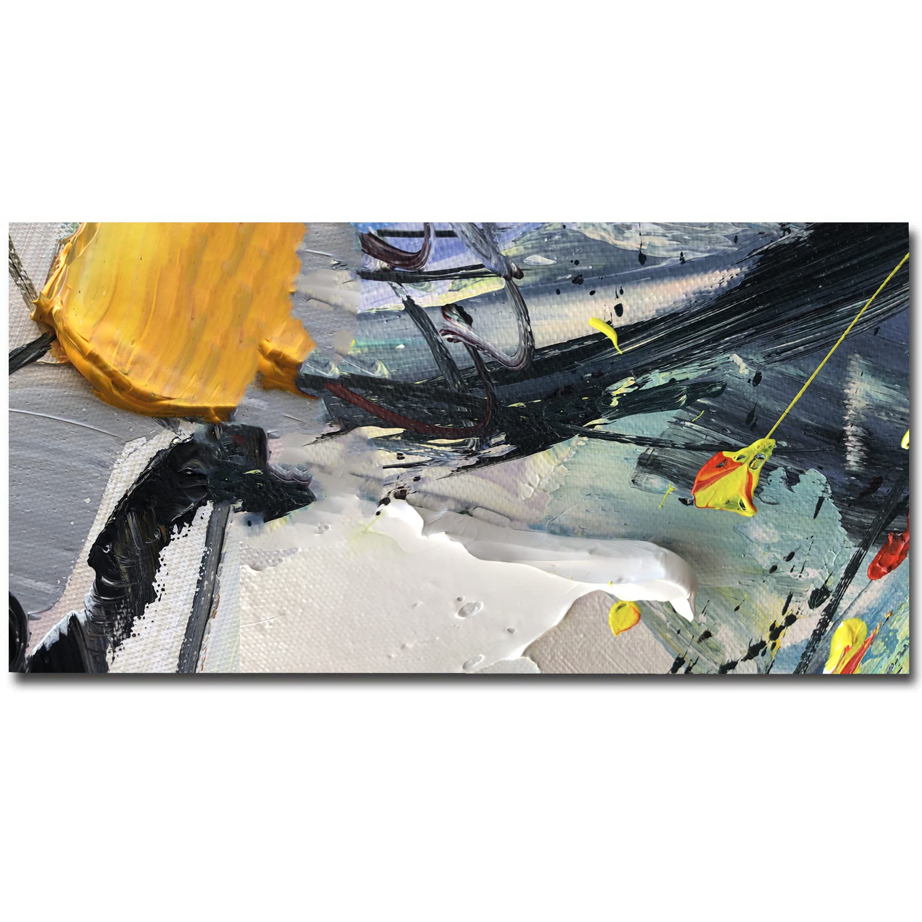 KSALPCH 100% Hand-Painted Original Abstract Oil Painting - 64x32 Inch Unframed Wall Art Decor for Living Room, Bedroom & Office - Textured Modern Artwork Perfect for Hannukah Gifts & Home Decoration