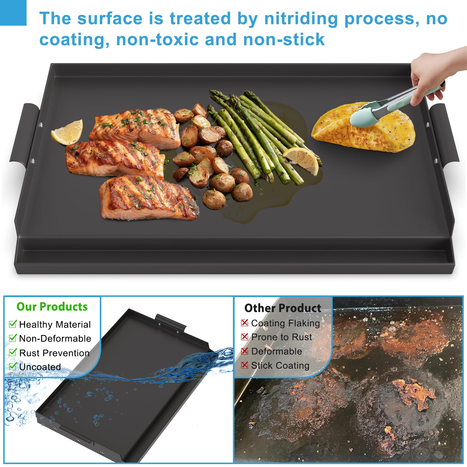 Premium Nonstick Cast Iron Griddle for Gas Grill - 23
