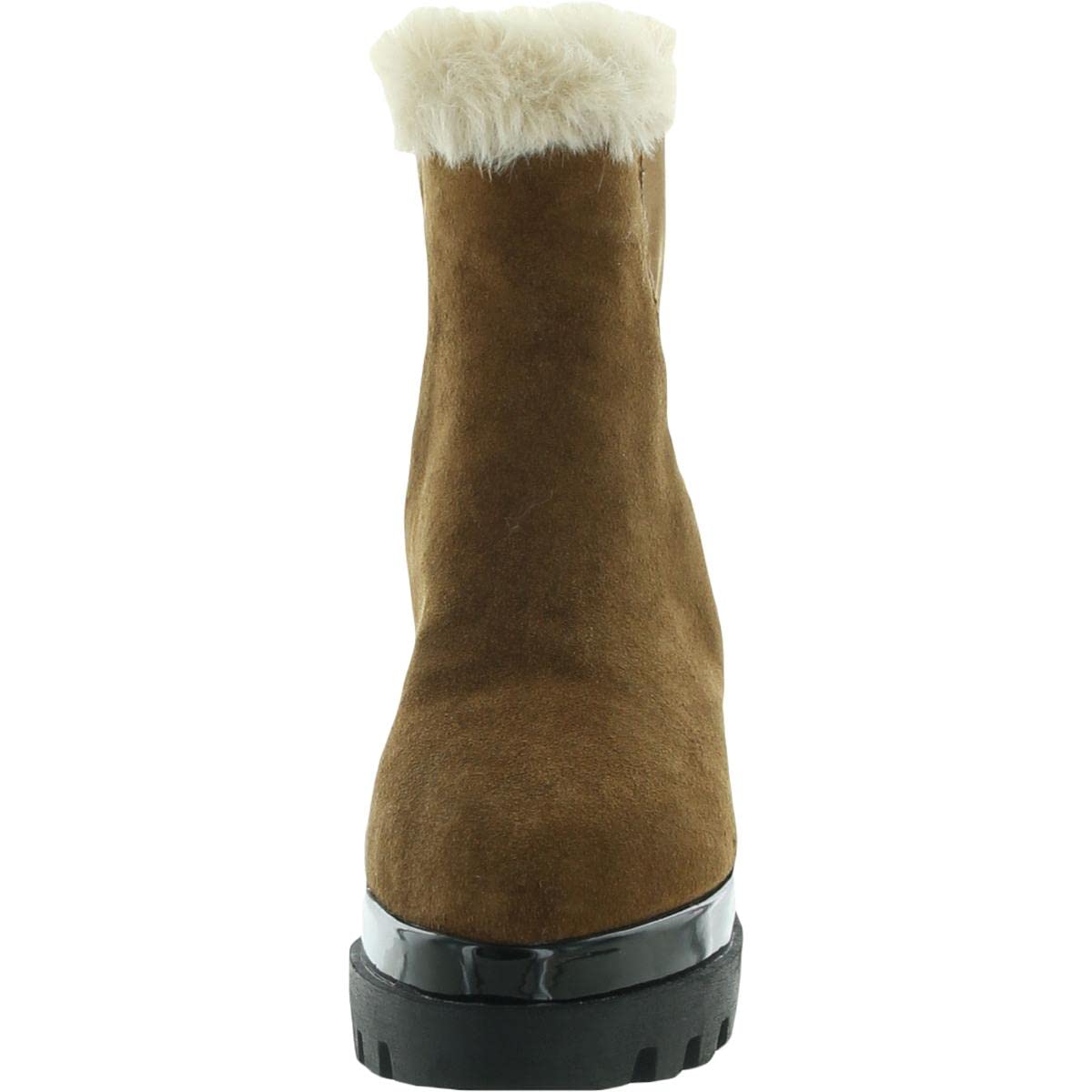 DKNY Women's BAX Suede Faux Fur Wedge Boots - Brown Size 9.5 Medium (B,M) | Comfortable Winter Fashion Booties for Casual Outings & Office Wear