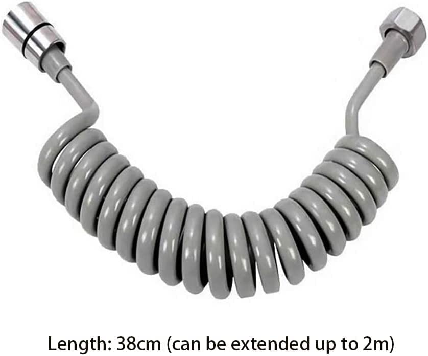 Flexible Bidet Sprayer Hose - PU Telescopic Shower Hose with G1/2 (0.8 Inch, 20mm) Internal Thread - 2M Gray - Perfect for Toilet Bidet, Baby Bath & Pet Cleaning