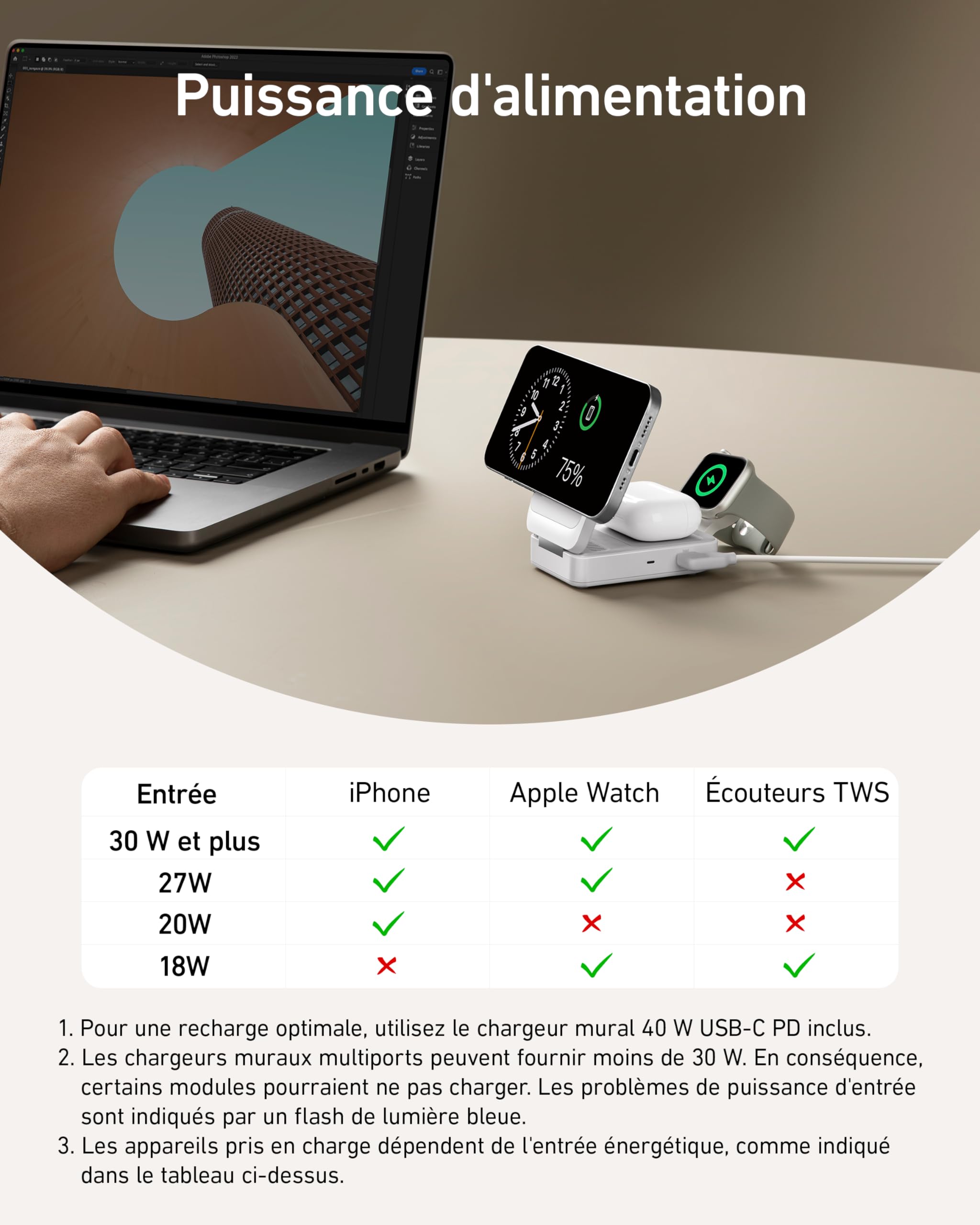 Anker MagGo 3-in-1 Wireless Charging Station with Qi2 & MagSafe Certification - 15W Fast Charging Dock for iPhone 15/14/13, Apple Watch & AirPods (Includes 40W USB-C Adapter) | Perfect for Home, Office & Travel Charging