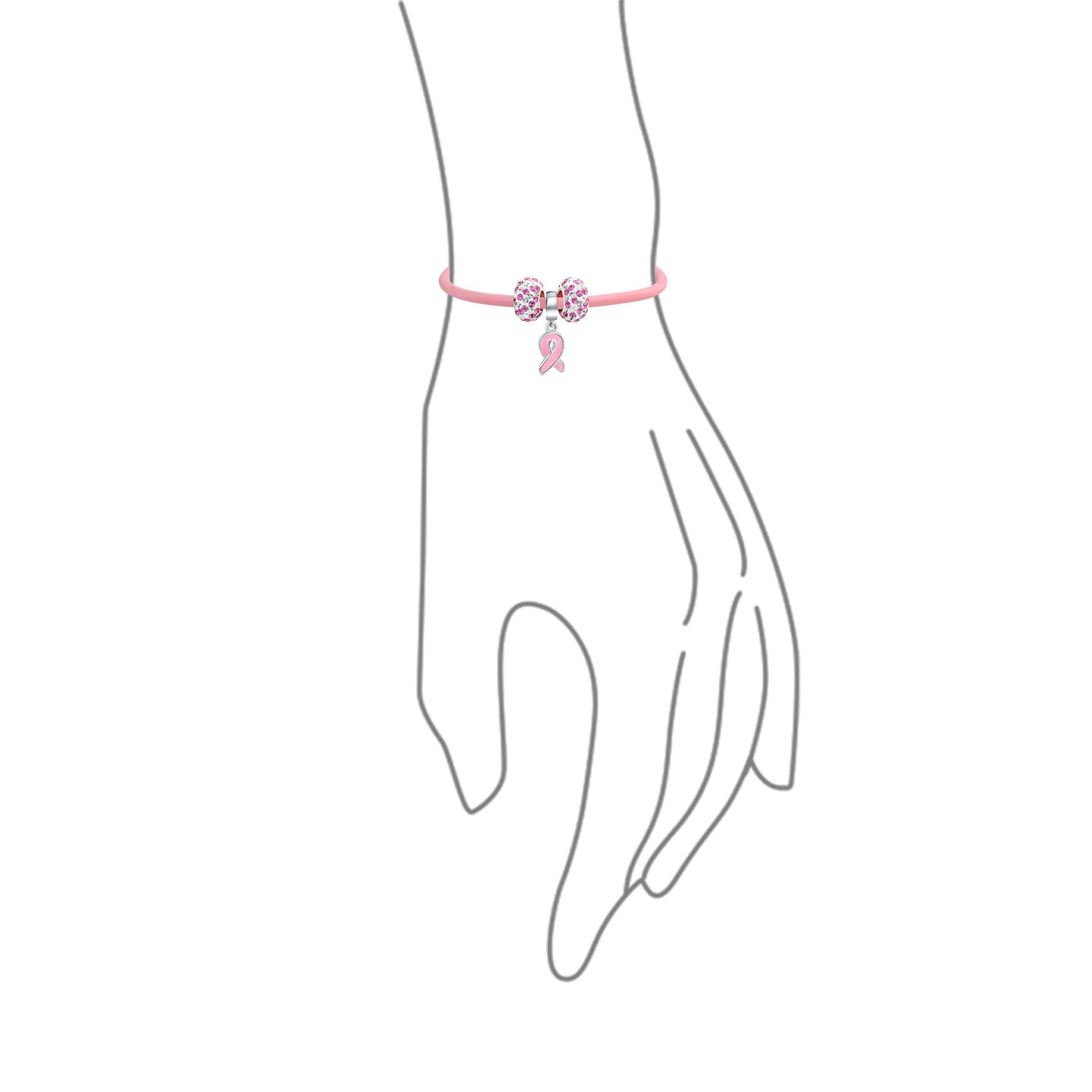 Pink Ribbon Charm Bracelet for Women - Genuine Leather & .925 Sterling Silver - Breast Cancer Awareness Jewelry (6/7/8 Inch) - Perfect for Survivor Gifts, Fundraisers & Everyday Wear