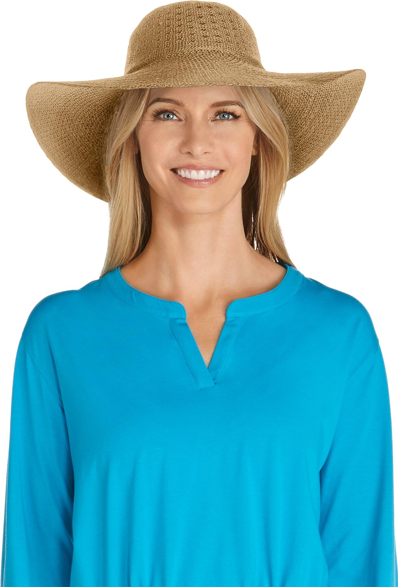 Women's Wide Brim Sun Hat UPF 50+ UV Protection - Foldable Travel Sun Hat for Women - Perla in Tan (One Size) - Perfect for Beach, Vacation, and Outdoor Activities