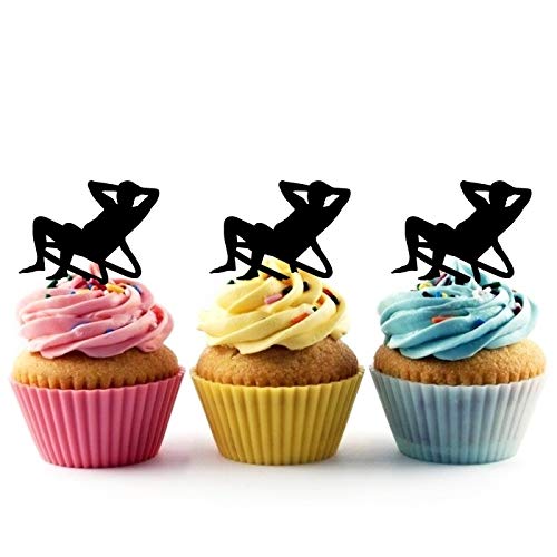 TA0934 Folding Beach Chair Silhouette Acrylic Cupcake Toppers - 10pcs for Party, Wedding & Birthday Decorations - Perfect for Beach Themed Events, Baby Showers & Summer Celebrations