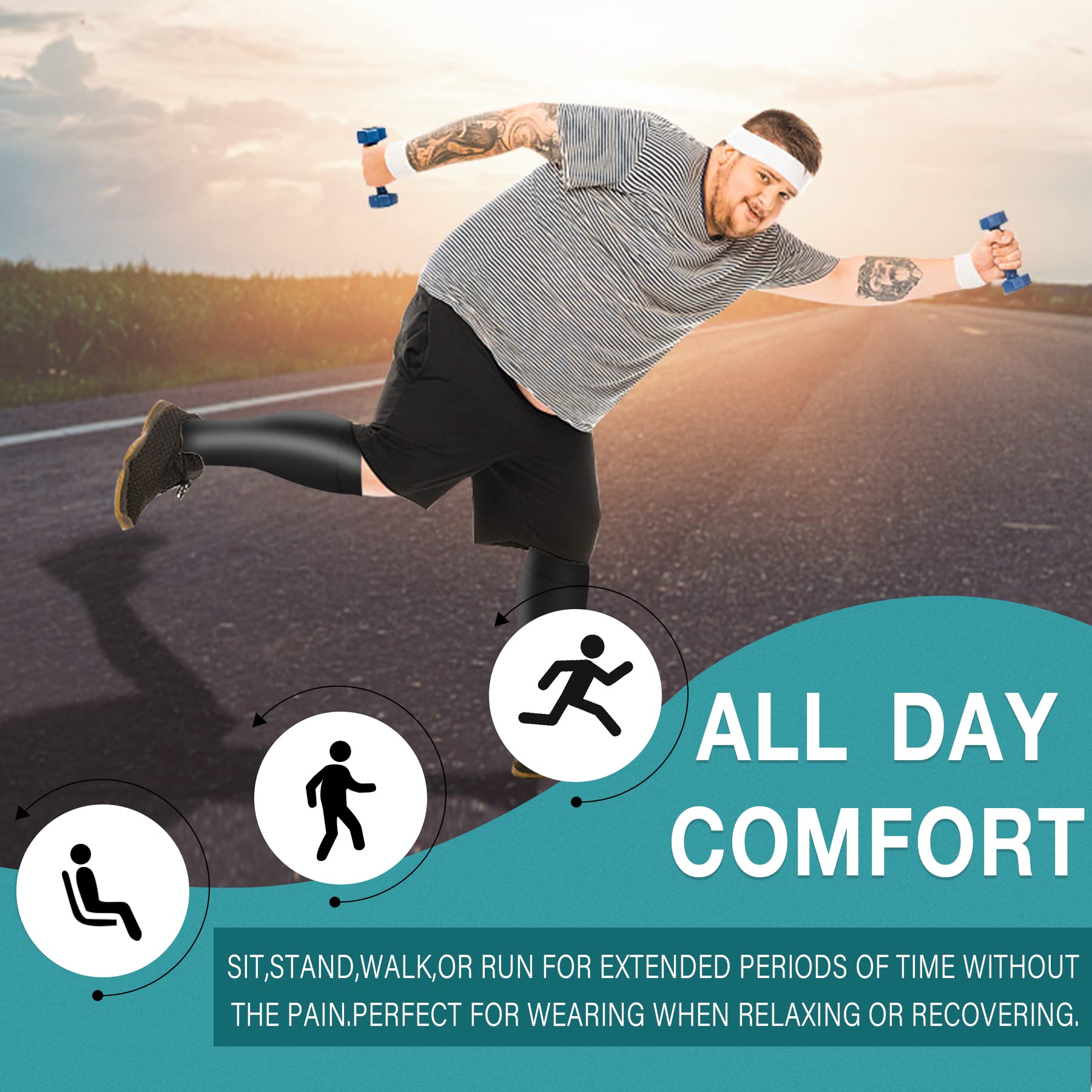 Iseasoo Plus Size Compression Socks for Men & Women - 3 Pairs Wide Calf Support Stockings for Improved Circulation, Nurses, Running & Travel - Ideal for Workouts, Long Shifts & Airplane Flights