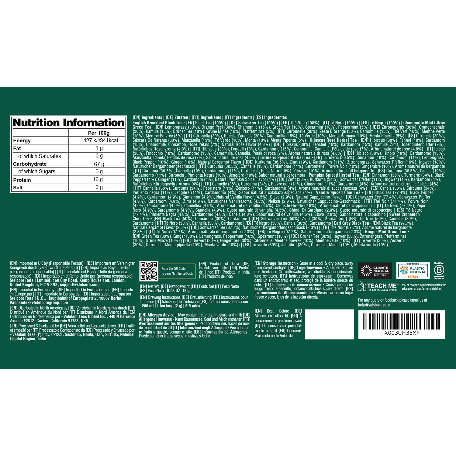 VAHDAM Merry Christmas Tea Gift Set - 9 Individually Wrapped Tea Bags (Limited Edition, Gluten Free, Non-GMO) | Perfect Holiday Gift for Women & Men | Ideal for Office Parties, Family Gatherings & Cozy Winter Evenings
