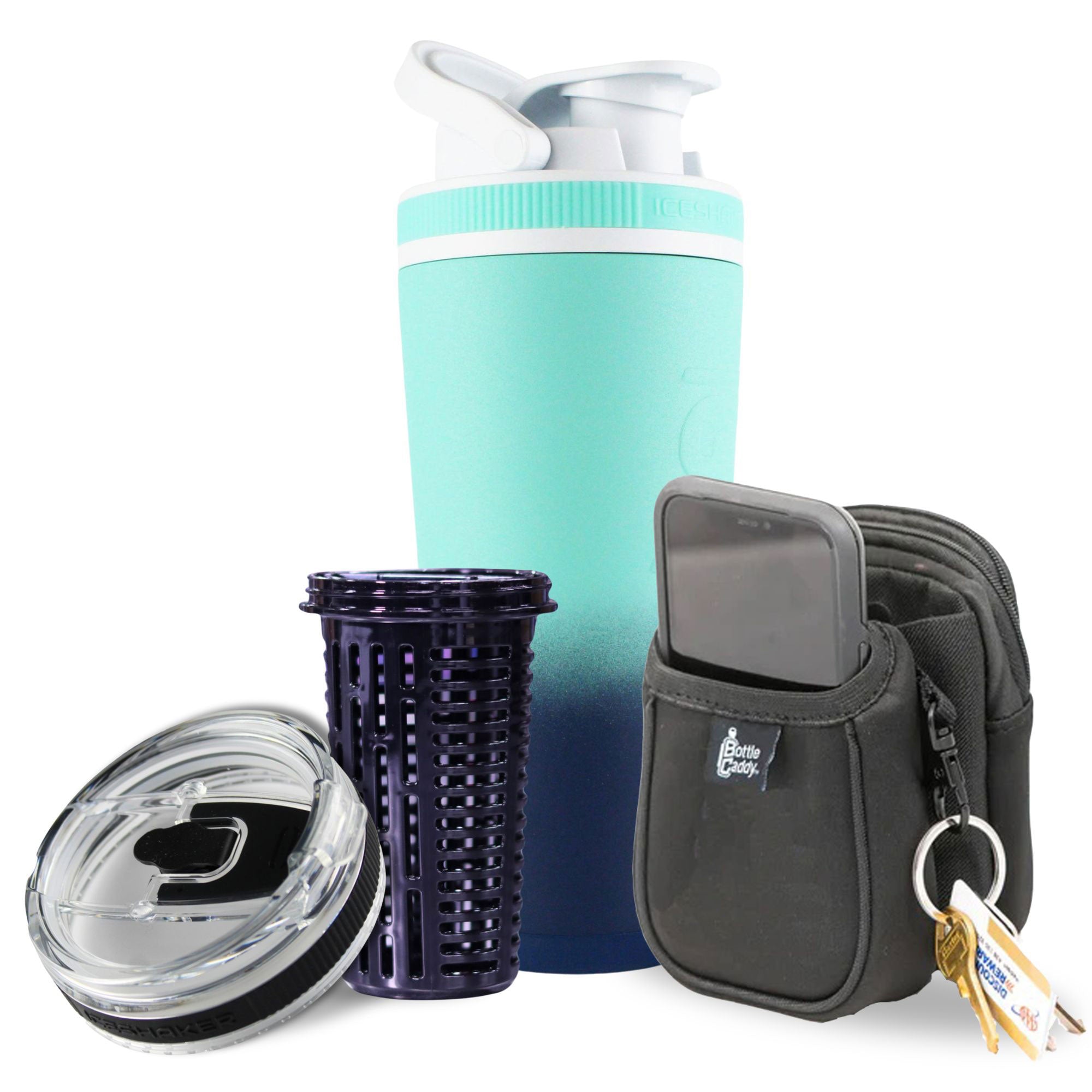 Navy Mint Ombre 26oz Insulated Stainless Steel Water Bottle with Lid - Gym, Workout & Travel Shaker Cup for Protein Drinks & Smoothies