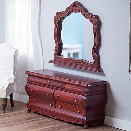 Victorian Miniature Dresser with Mirror - Dollhouse Decor