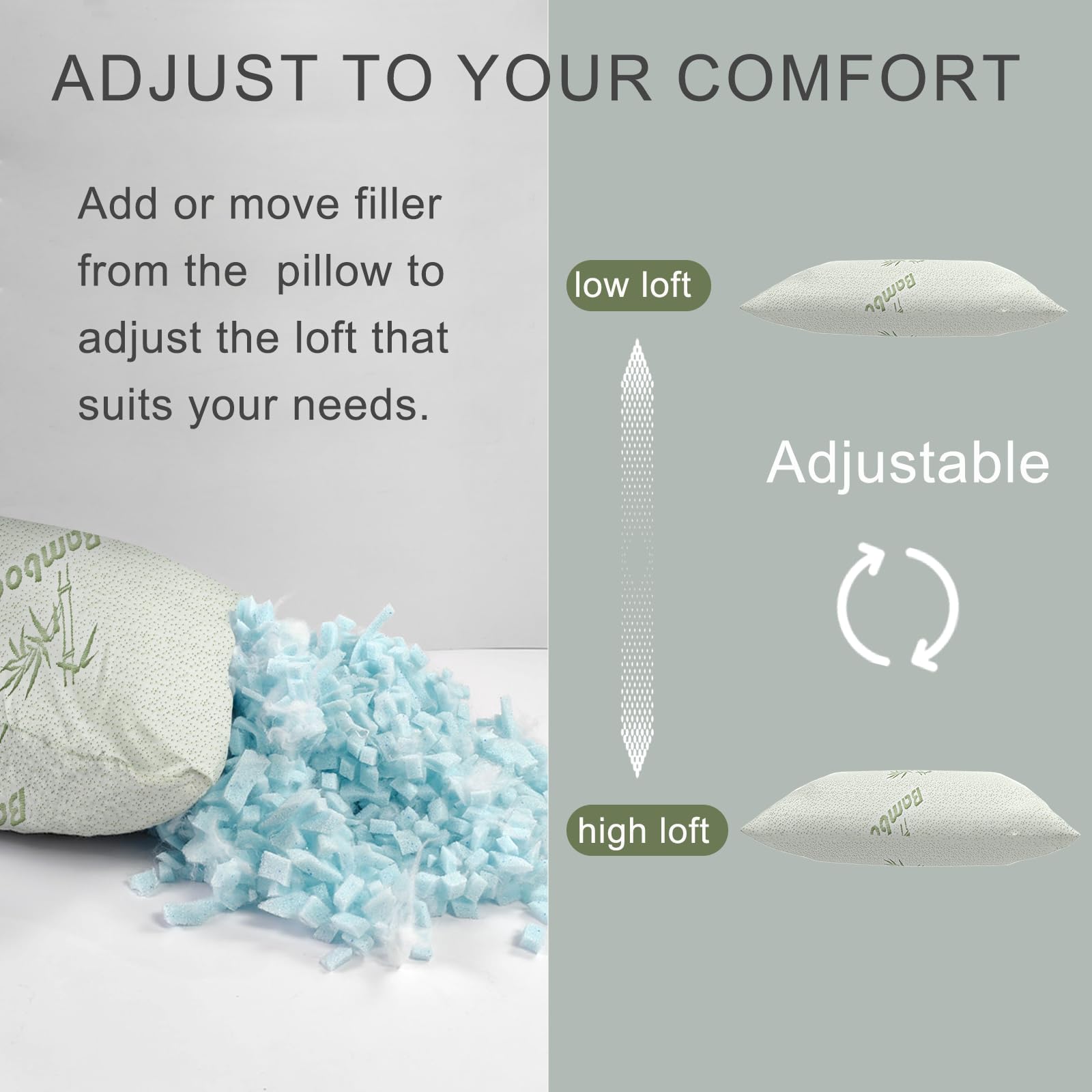 2 Pack Camping Pillow for Sleeping - Small Travel Pillow with Shredded Memory Foam, Portable & Packable with Storage Bag, Soft Cover - Perfect for Camping, Backpacking, Hiking & Outdoor Adventures