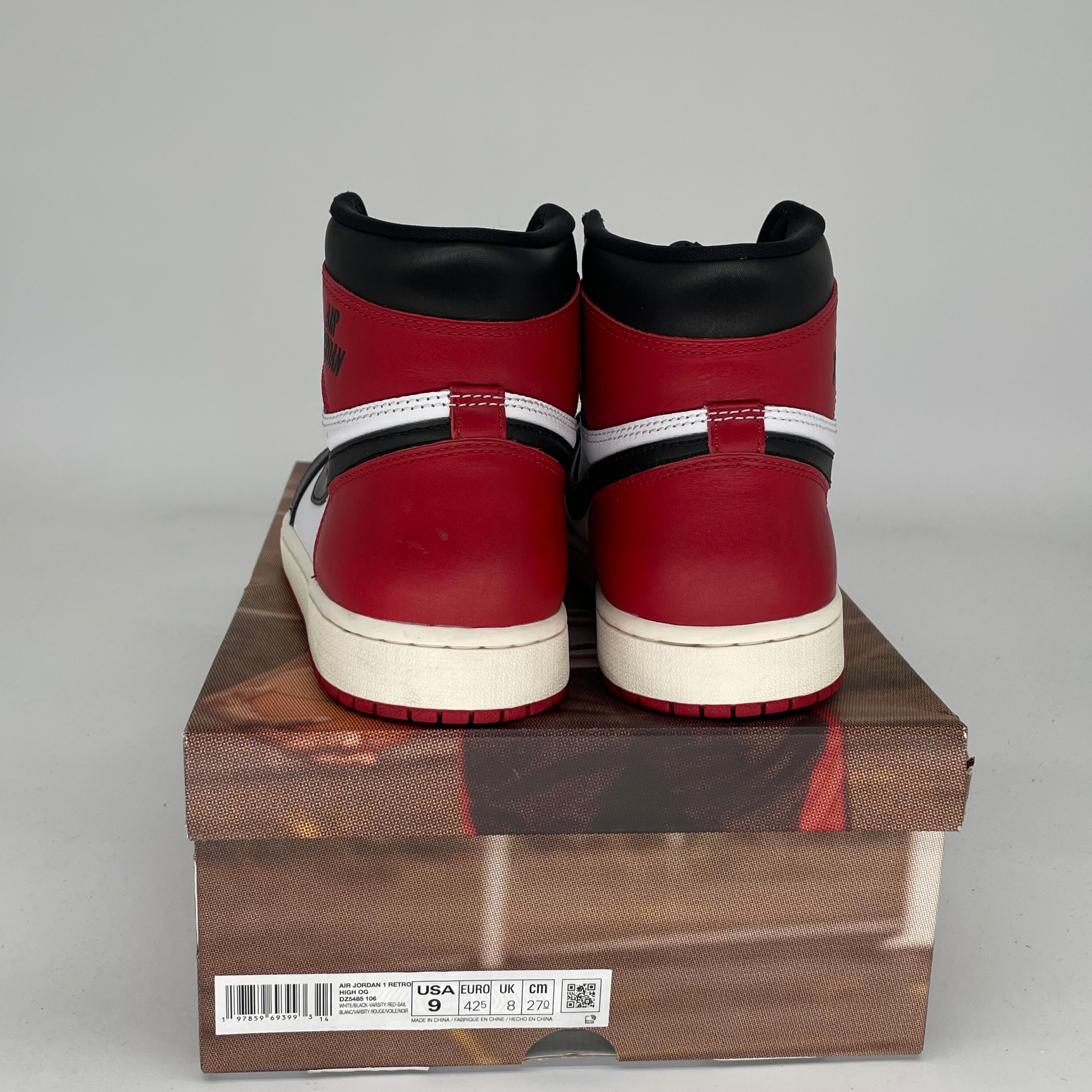 Air Jordan 1 Black Toe Reimagined Sneakers - Size 9 (DZ5485-106) | Retro Basketball Shoes for Men - Perfect for Streetwear, Casual Outfits & Sneaker Collectors
