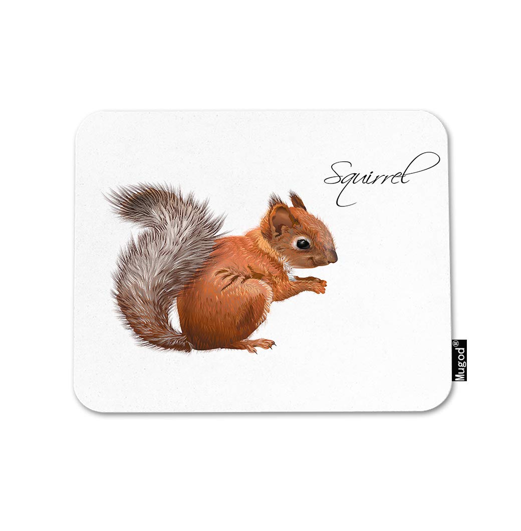 Cute Squirrel Mouse Pad with Furry Tail - Non-Slip Rubber Base Gaming Mouse Mat for Computer, Laptop, PC (9.5x7.9 Inch) - Perfect for Office, Home & Wildlife Enthusiasts