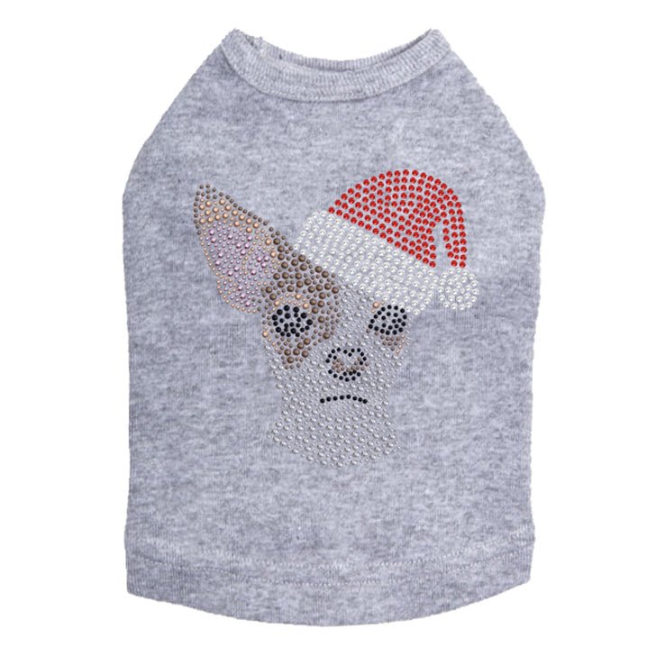 Chihuahua Face with Santa Hat Dog Tank Top - Cute Christmas Pet Apparel for Small Dogs - Perfect for Holiday Photos & Festive Outfits