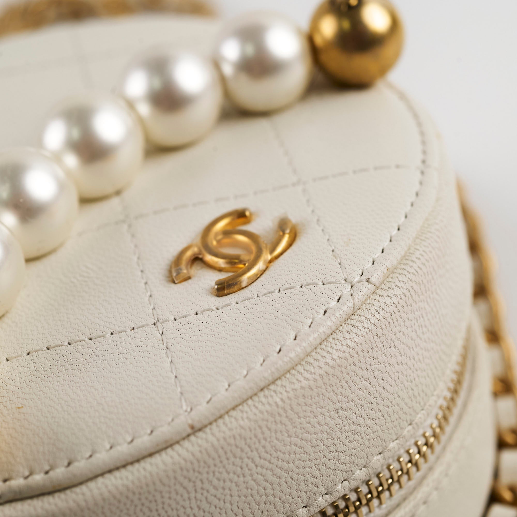 Chanel White Pearl Round Bag - Luxury Designer Handbag for Women | Perfect for Parties, Weddings & Special Occasions