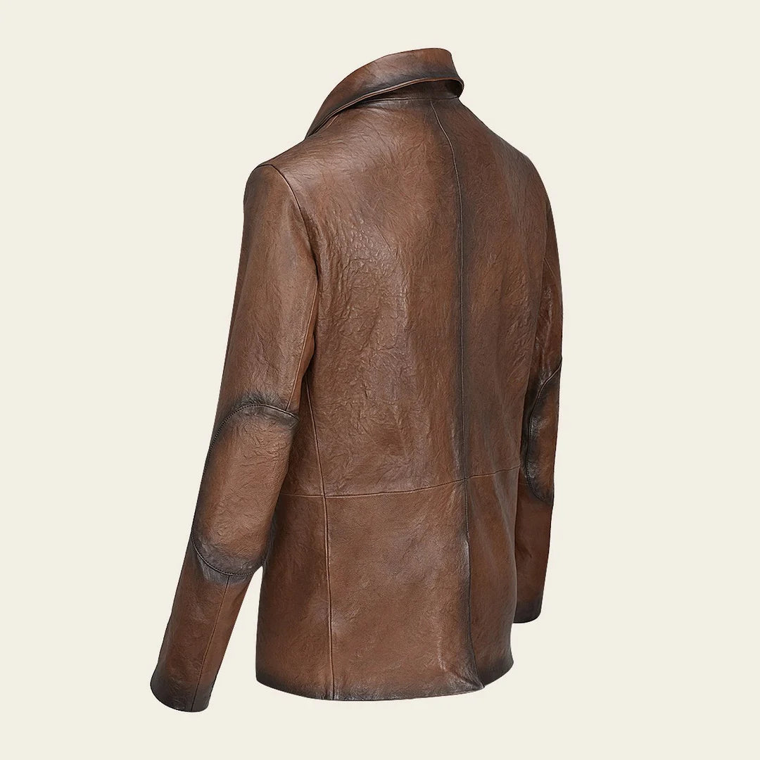H339COC Men's Brown Casual Fashion Lambskin Leather Jacket - Stylish Outerwear for Everyday Wear & Outdoor Adventures