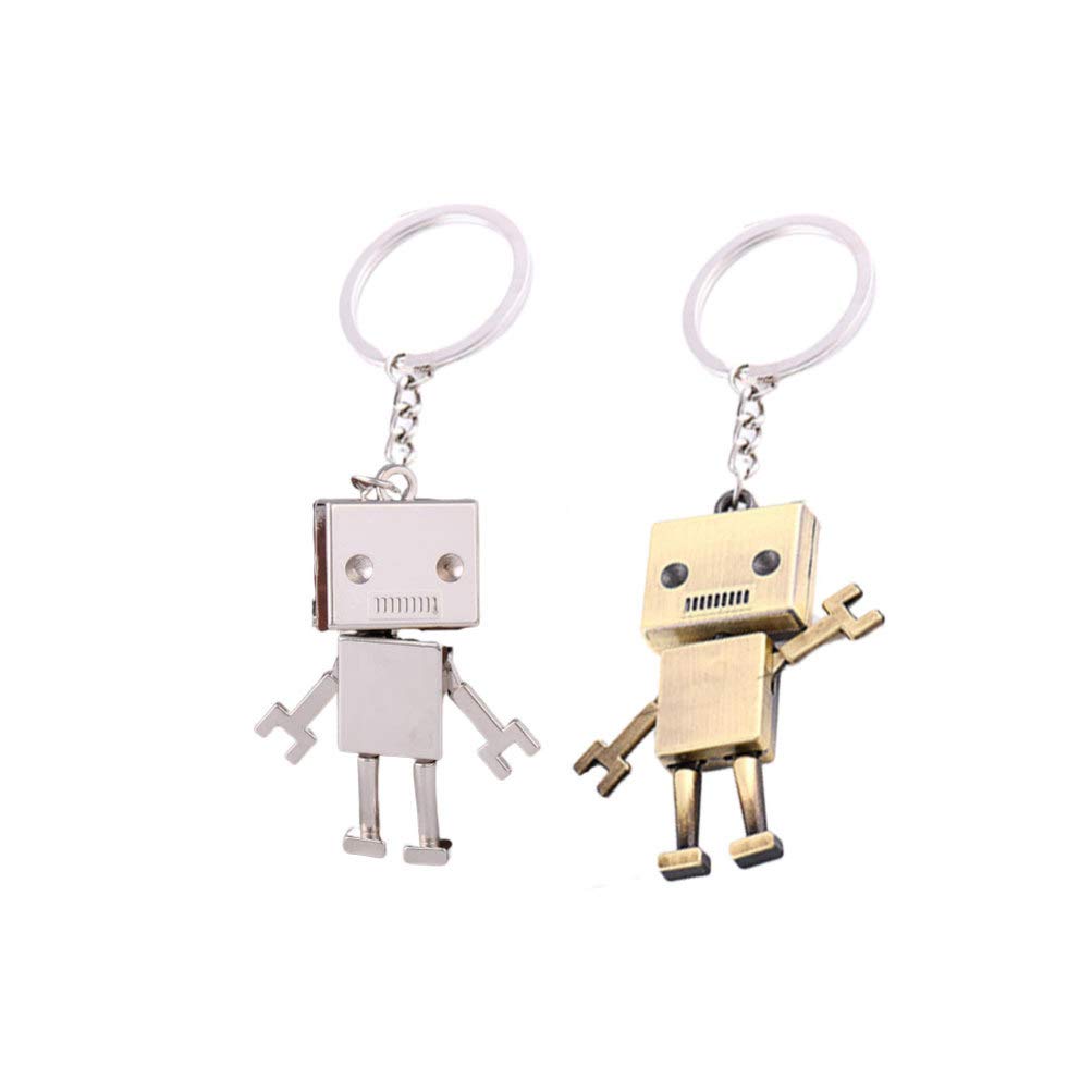 EXCEART 2 Pack Mini Robot Keychains - Creative Hanging Keyring Decor for Keys, Backpacks & Gifts (Bronze & Silver) | Perfect for Key Organization, Bag Accessories & Unique Gifts