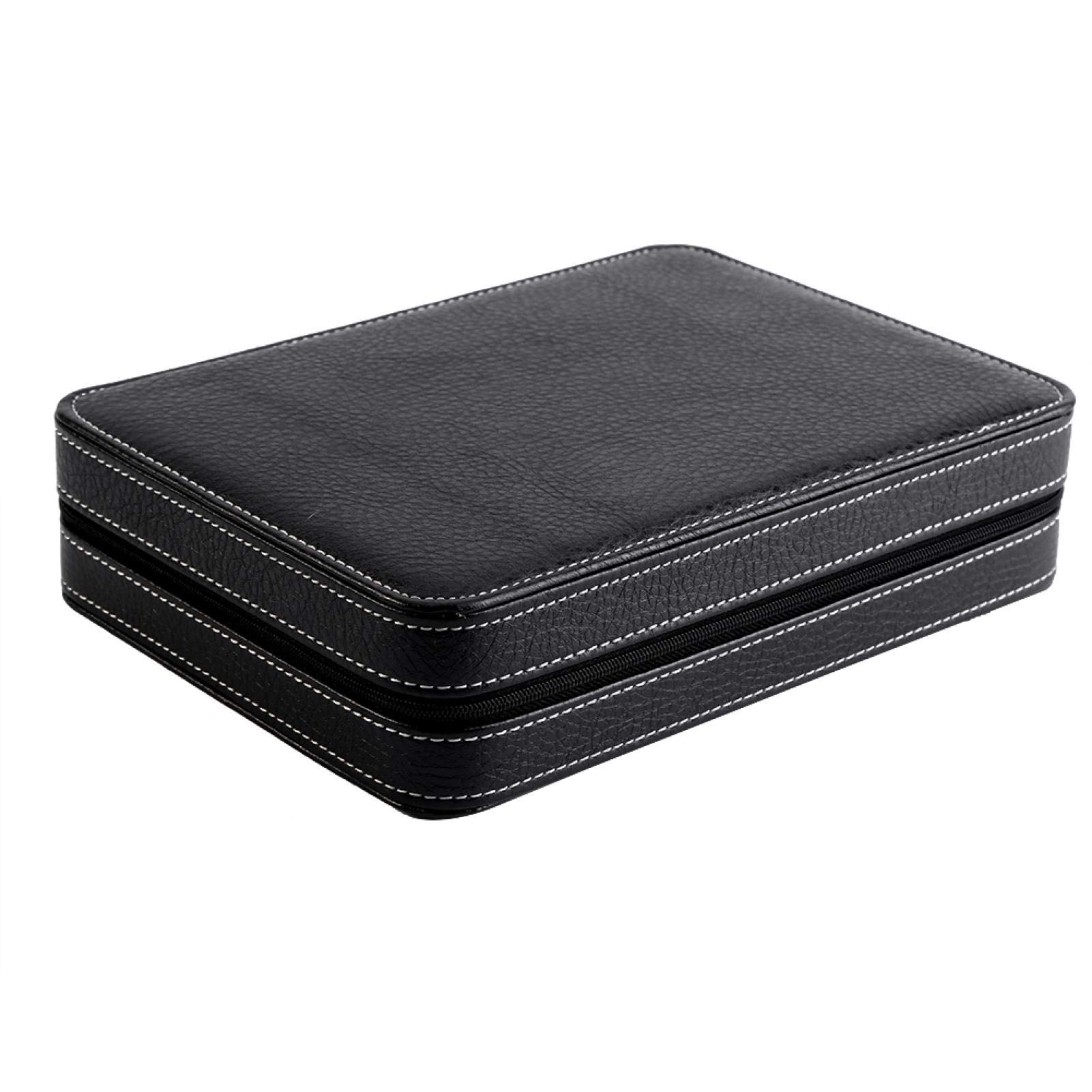 8 Grids Watch Case Organizer - Portable Zippered Travel Storage Box for Business Gifts (Black, 12) - Perfect for Travel & Watch Collection