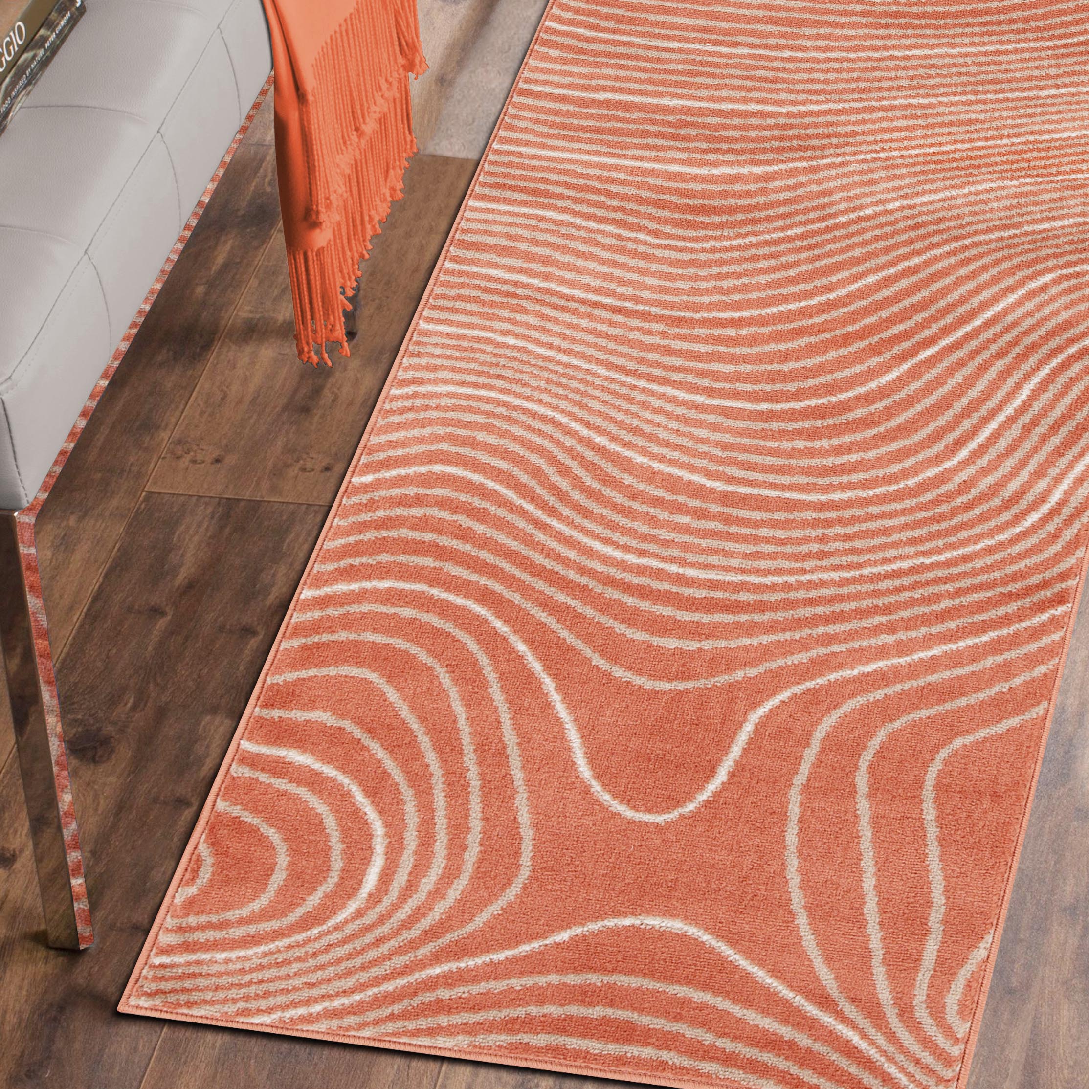 Veer Modern Abstract Wood Grain Indoor Area Rug or Runner - Non-Slip Soft Living Room Carpet for Home Decor, Bedroom, Office - Perfect for Boho, Farmhouse & Contemporary Styles